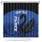 Custom Australia Western Force Shower Curtain Black Swan Aboriginal Blue Version