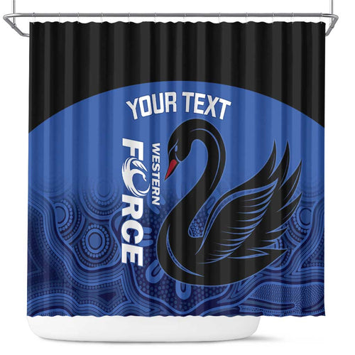 Custom Australia Western Force Shower Curtain Black Swan Aboriginal Blue Version