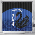 Custom Australia Western Force Shower Curtain Black Swan Aboriginal Blue Version