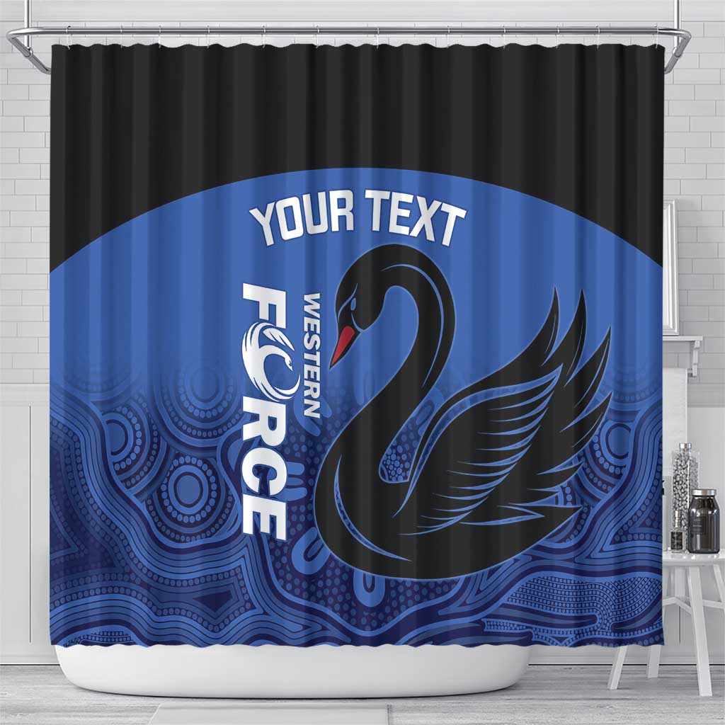 Custom Australia Western Force Shower Curtain Black Swan Aboriginal Blue Version