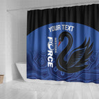 Custom Australia Western Force Shower Curtain Black Swan Aboriginal Blue Version