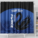 Custom Australia Western Force Shower Curtain Black Swan Aboriginal Blue Version