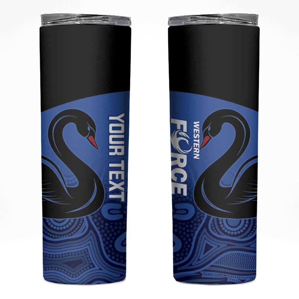 Custom Australia Western Force Skinny Tumbler Black Swan Aboriginal Blue Version