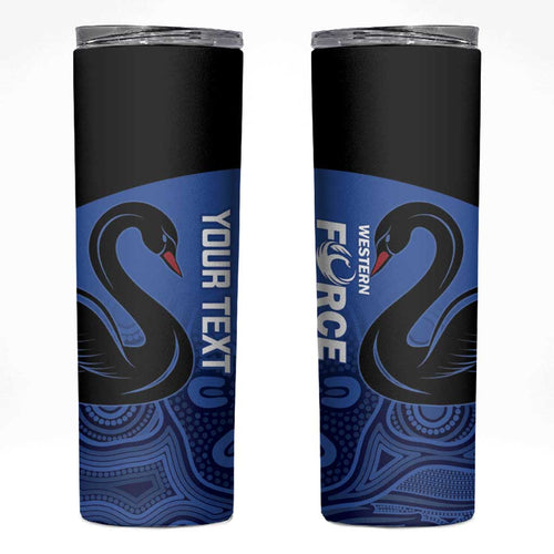 Custom Australia Western Force Skinny Tumbler Black Swan Aboriginal Blue Version