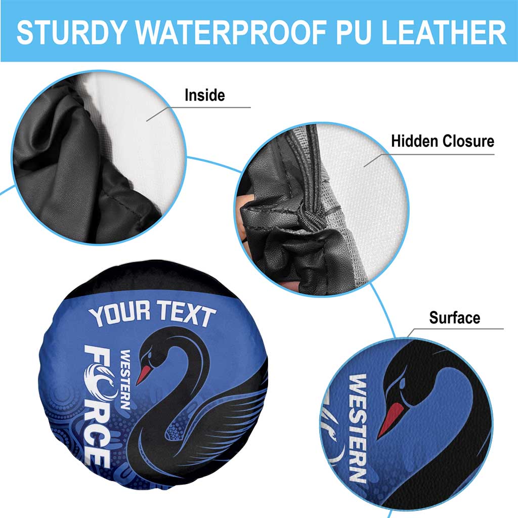Custom Australia Western Force Spare Tire Cover Black Swan Aboriginal Blue Version