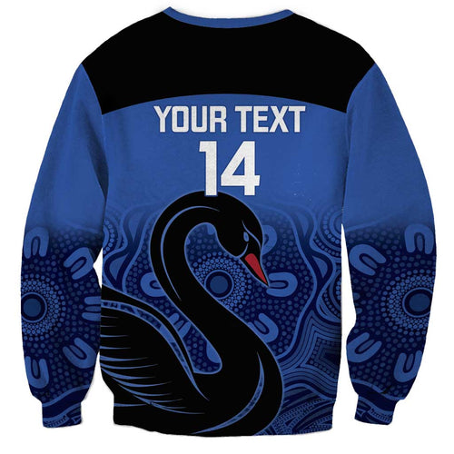 Custom Australia Western Force Sweatshirt Black Swan Aboriginal Blue Version