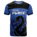 Custom Australia Western Force T Shirt Black Swan Aboriginal Blue Version