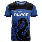 Custom Australia Western Force T Shirt Black Swan Aboriginal Blue Version