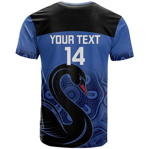 Custom Australia Western Force T Shirt Black Swan Aboriginal Blue Version