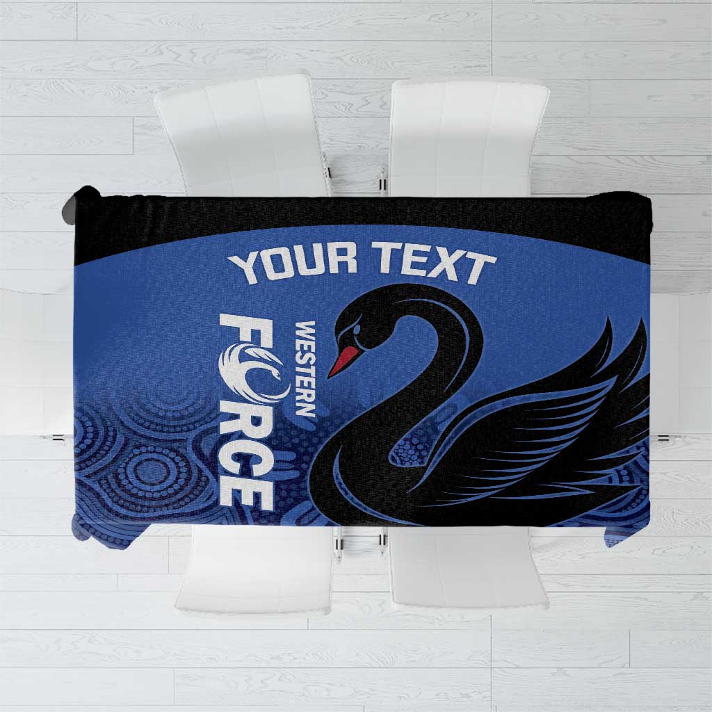 Custom Australia Western Force Tablecloth Black Swan Aboriginal Blue Version