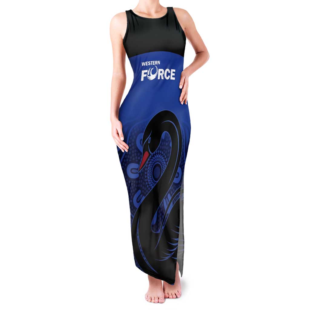 Custom Australia Western Force Tank Maxi Dress Black Swan Aboriginal Blue Version