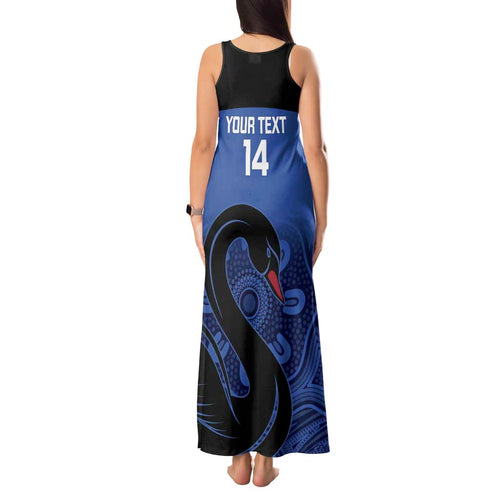 Custom Australia Western Force Tank Maxi Dress Black Swan Aboriginal Blue Version