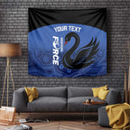 Custom Australia Western Force Tapestry Black Swan Aboriginal Blue Version