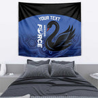 Custom Australia Western Force Tapestry Black Swan Aboriginal Blue Version