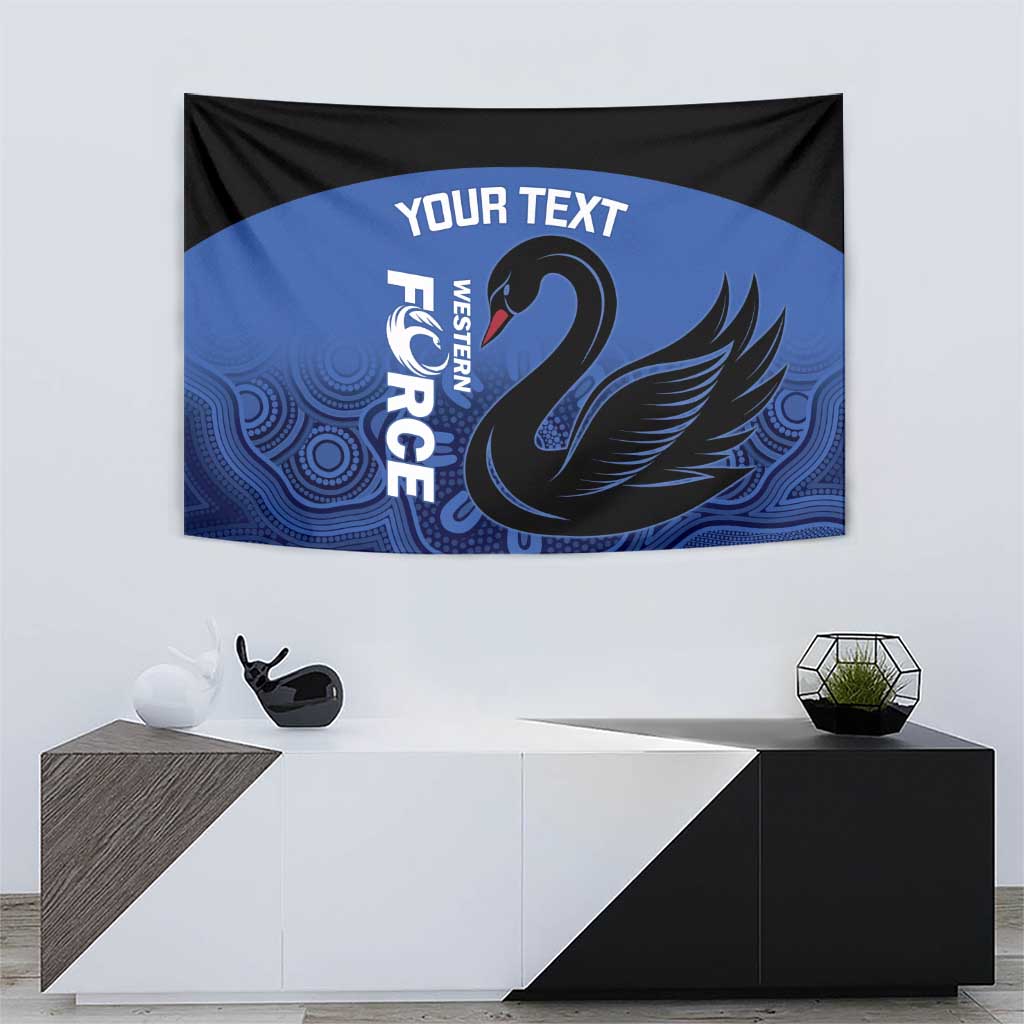 Custom Australia Western Force Tapestry Black Swan Aboriginal Blue Version
