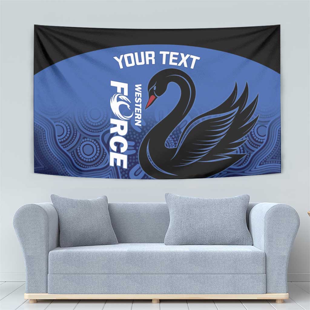 Custom Australia Western Force Tapestry Black Swan Aboriginal Blue Version