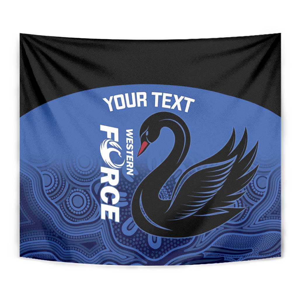 Custom Australia Western Force Tapestry Black Swan Aboriginal Blue Version