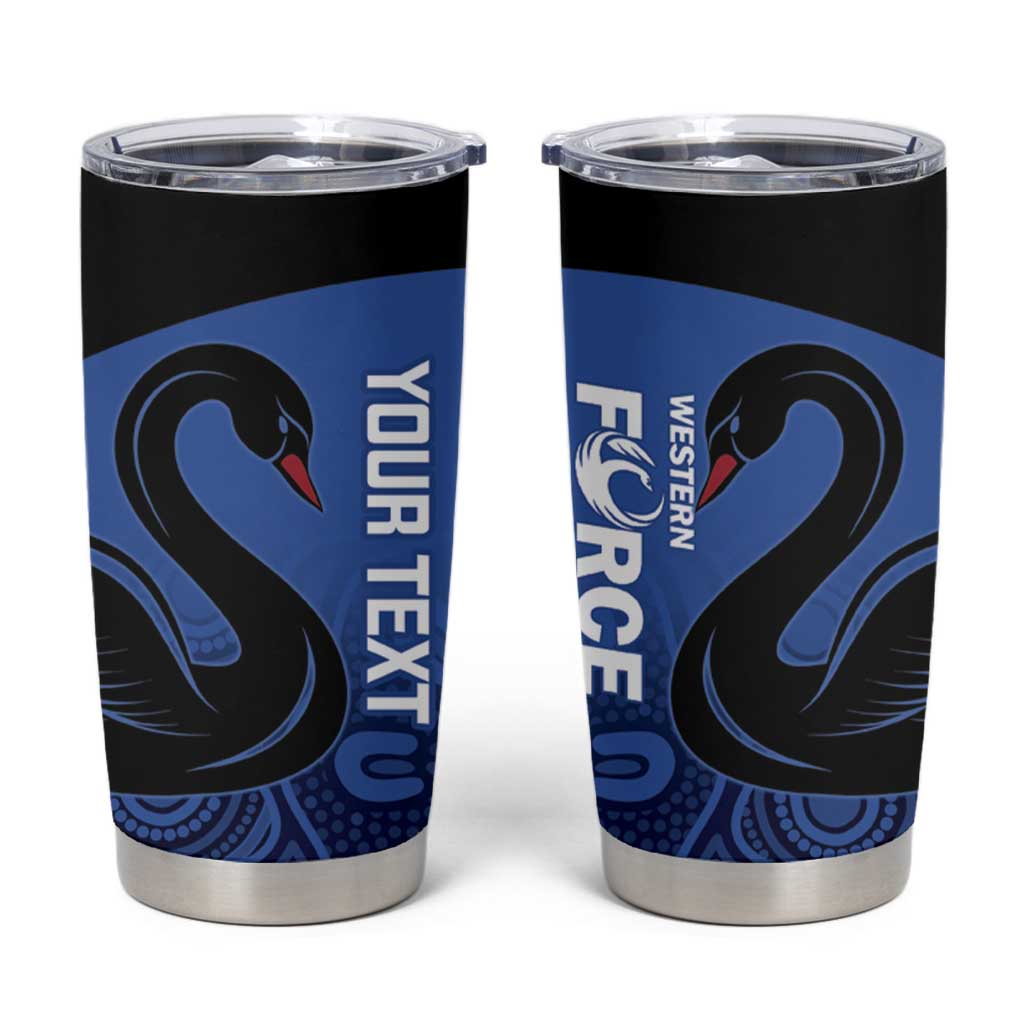 Custom Australia Western Force Tumbler Cup Black Swan Aboriginal Blue Version