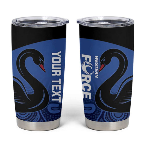 Custom Australia Western Force Tumbler Cup Black Swan Aboriginal Blue Version