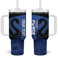 Custom Australia Western Force Tumbler With Handle Black Swan Aboriginal Blue Version