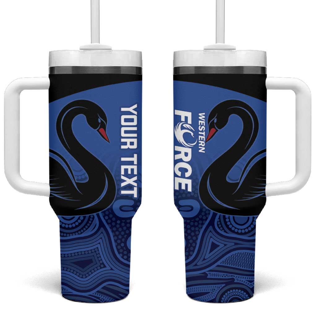 Custom Australia Western Force Tumbler With Handle Black Swan Aboriginal Blue Version