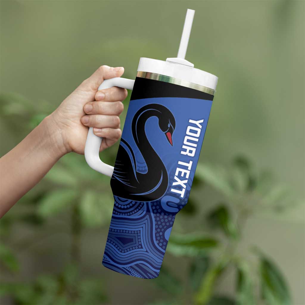Custom Australia Western Force Tumbler With Handle Black Swan Aboriginal Blue Version