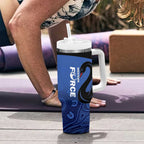 Custom Australia Western Force Tumbler With Handle Black Swan Aboriginal Blue Version
