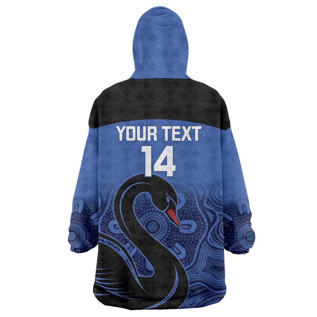 Custom Australia Western Force Wearable Blanket Hoodie Black Swan Aboriginal Blue Version