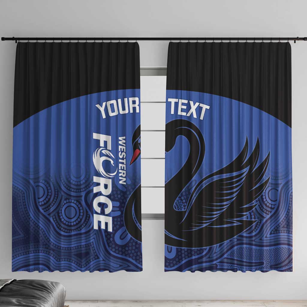 Custom Australia Western Force Window Curtain Black Swan Aboriginal Blue Version