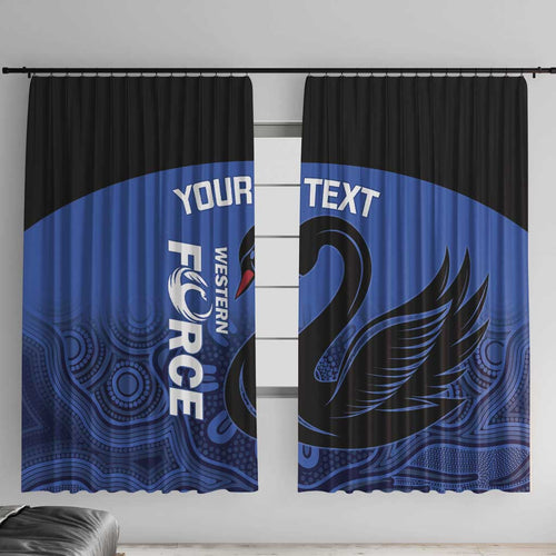 Custom Australia Western Force Window Curtain Black Swan Aboriginal Blue Version