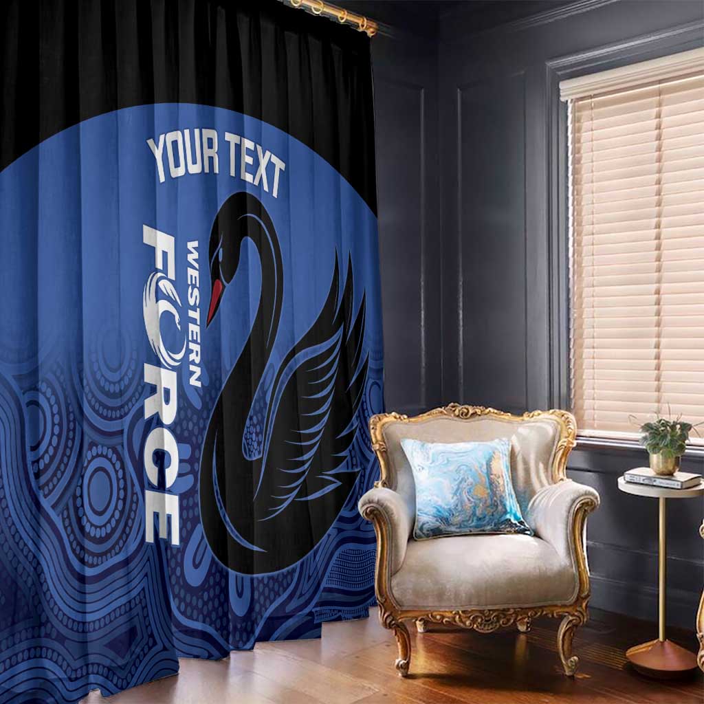 Custom Australia Western Force Window Curtain Black Swan Aboriginal Blue Version