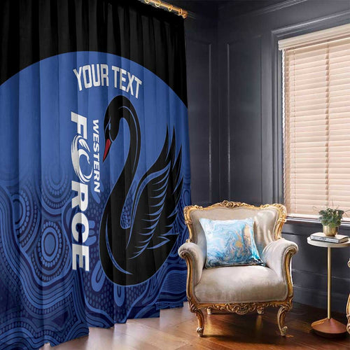 Custom Australia Western Force Window Curtain Black Swan Aboriginal Blue Version