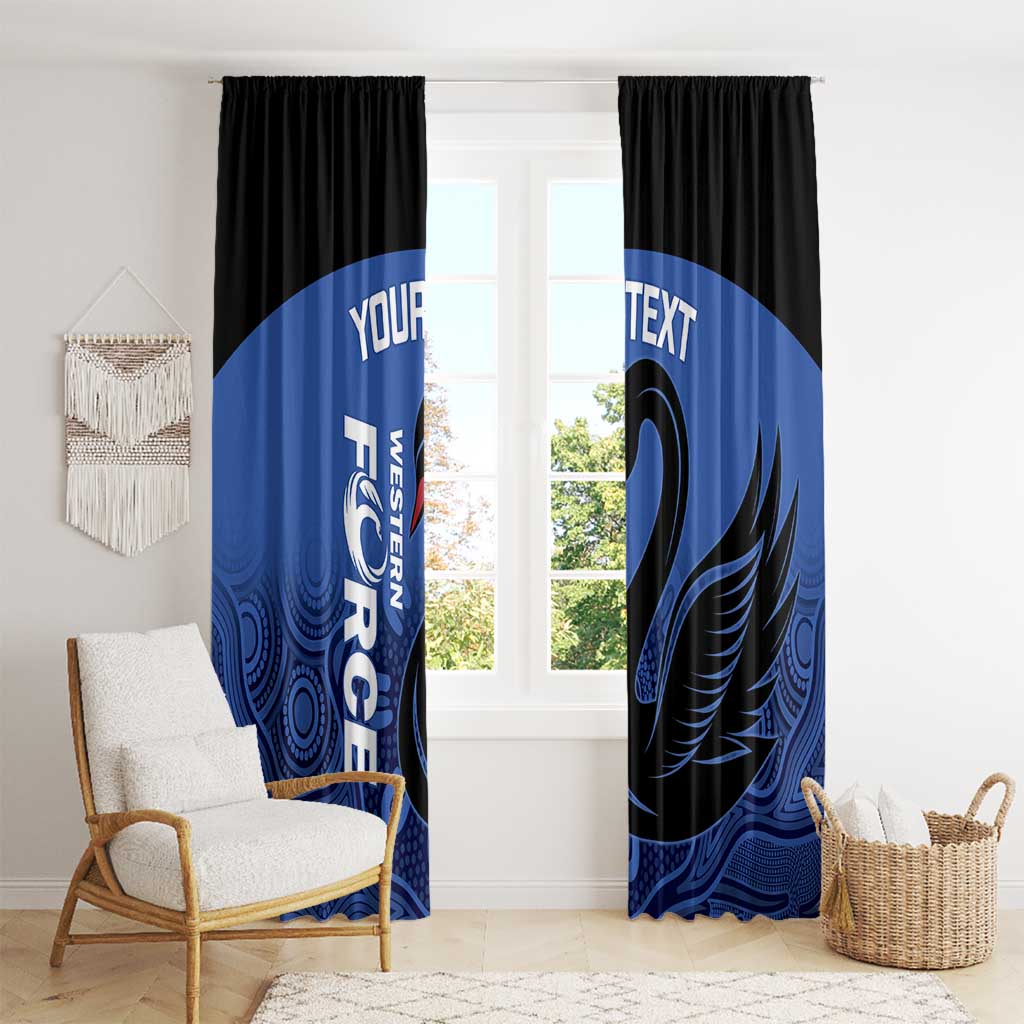 Custom Australia Western Force Window Curtain Black Swan Aboriginal Blue Version