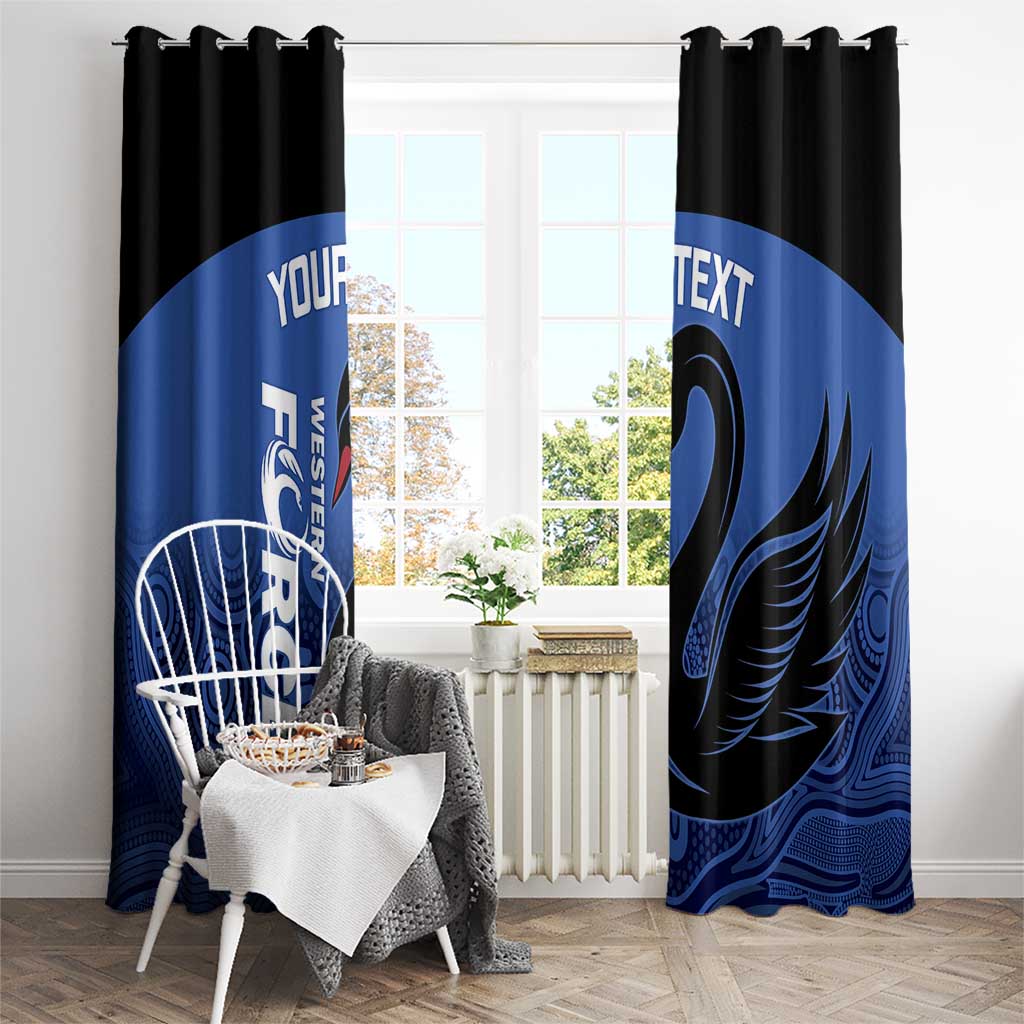 Custom Australia Western Force Window Curtain Black Swan Aboriginal Blue Version