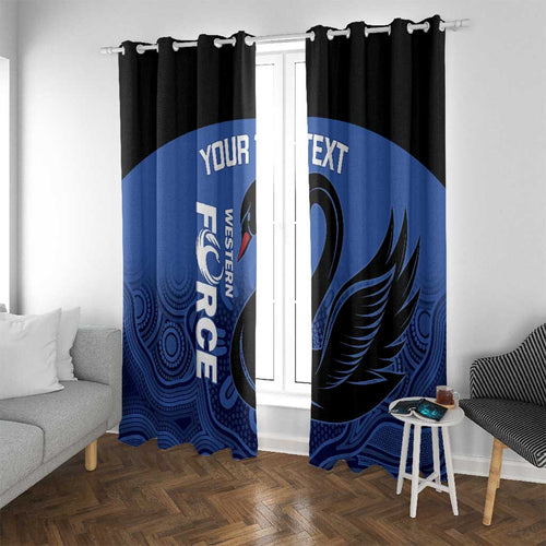 Custom Australia Western Force Window Curtain Black Swan Aboriginal Blue Version