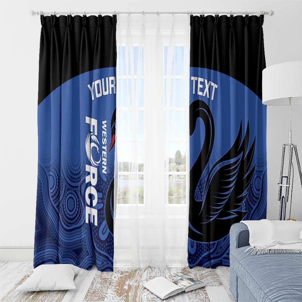 Custom Australia Western Force Window Curtain Black Swan Aboriginal Blue Version