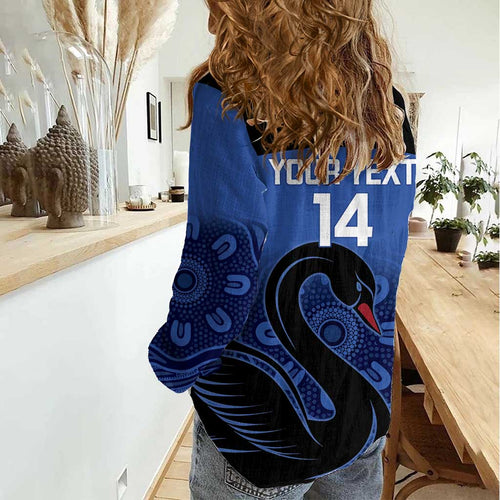 Custom Australia Western Force Women Casual Shirt Black Swan Aboriginal Blue Version