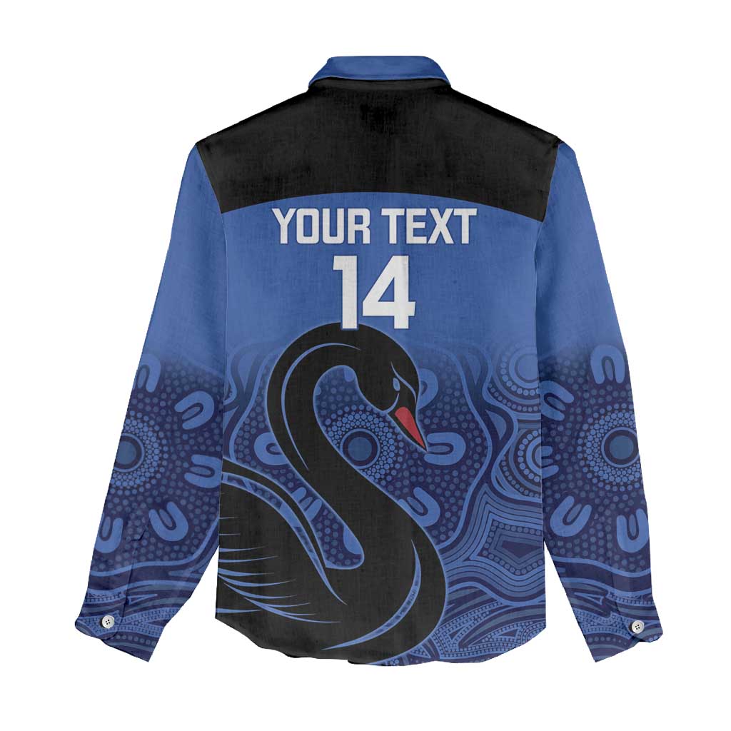 Custom Australia Western Force Women Casual Shirt Black Swan Aboriginal Blue Version