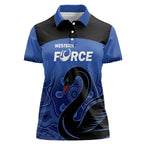 Custom Australia Western Force Women Polo Shirt Black Swan Aboriginal Blue Version
