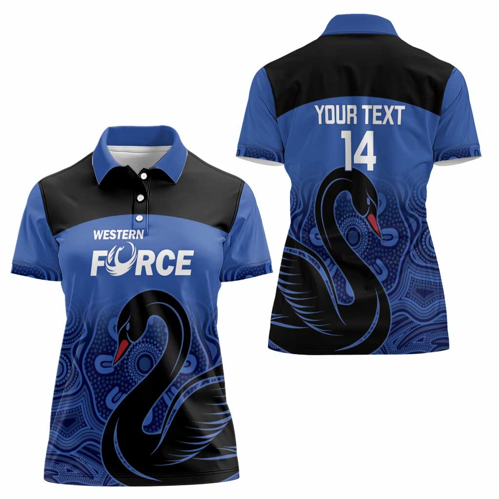 Custom Australia Western Force Women Polo Shirt Black Swan Aboriginal Blue Version