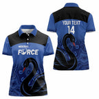 Custom Australia Western Force Women Polo Shirt Black Swan Aboriginal Blue Version