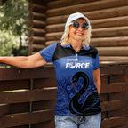 Custom Australia Western Force Women Polo Shirt Black Swan Aboriginal Blue Version