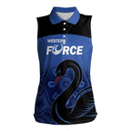 Custom Australia Western Force Women Sleeveless Polo Shirt Black Swan Aboriginal Blue Version