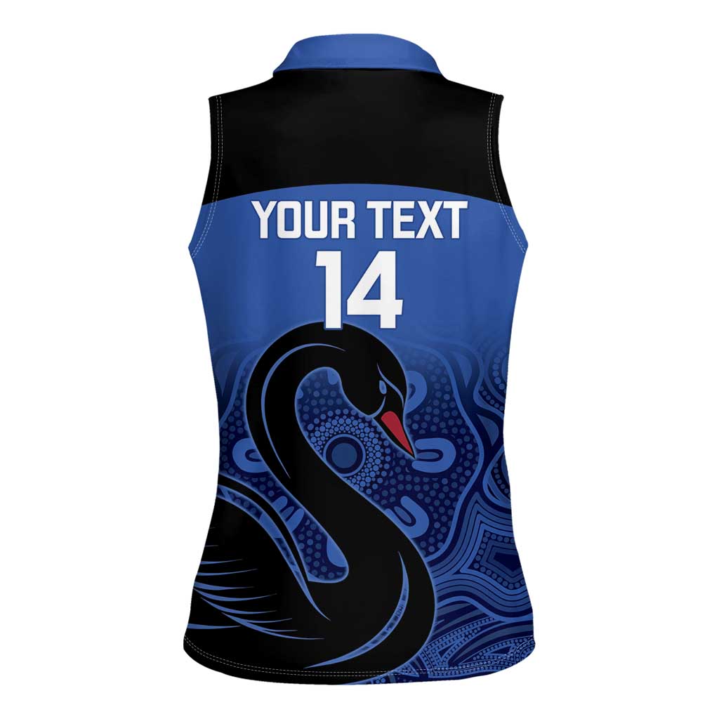Custom Australia Western Force Women Sleeveless Polo Shirt Black Swan Aboriginal Blue Version
