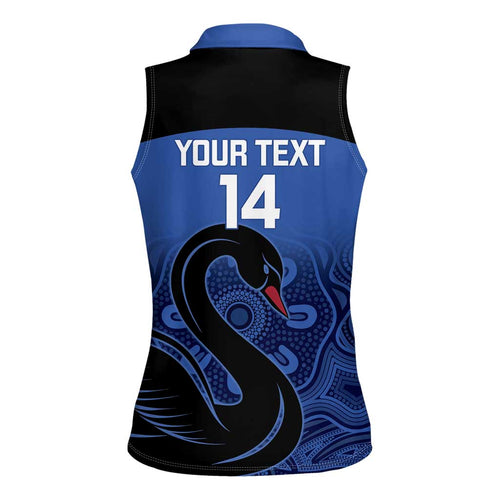 Custom Australia Western Force Women Sleeveless Polo Shirt Black Swan Aboriginal Blue Version