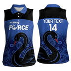 Custom Australia Western Force Women Sleeveless Polo Shirt Black Swan Aboriginal Blue Version
