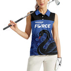 Custom Australia Western Force Women Sleeveless Polo Shirt Black Swan Aboriginal Blue Version