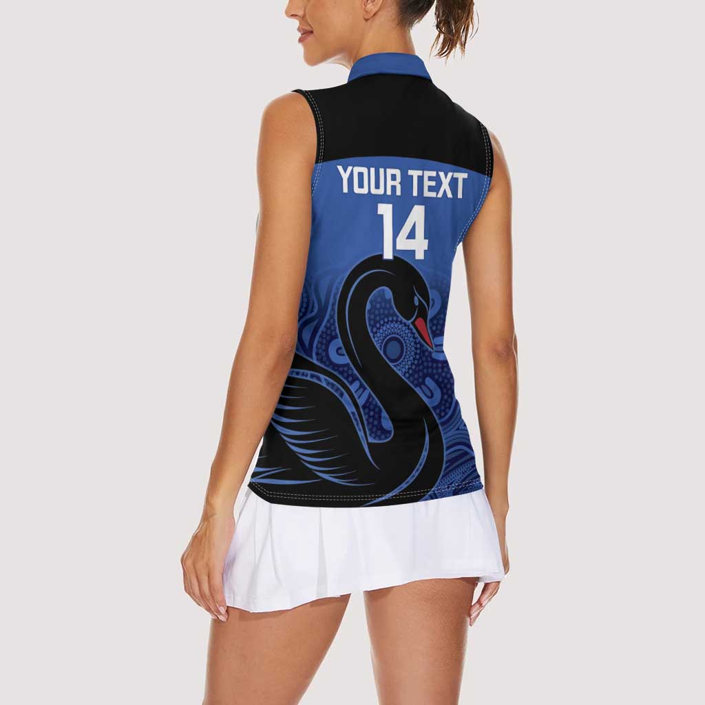 Custom Australia Western Force Women Sleeveless Polo Shirt Black Swan Aboriginal Blue Version