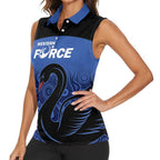 Custom Australia Western Force Women Sleeveless Polo Shirt Black Swan Aboriginal Blue Version