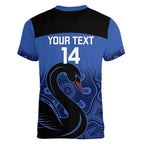 Custom Australia Western Force Women V-Neck T-Shirt Black Swan Aboriginal Blue Version